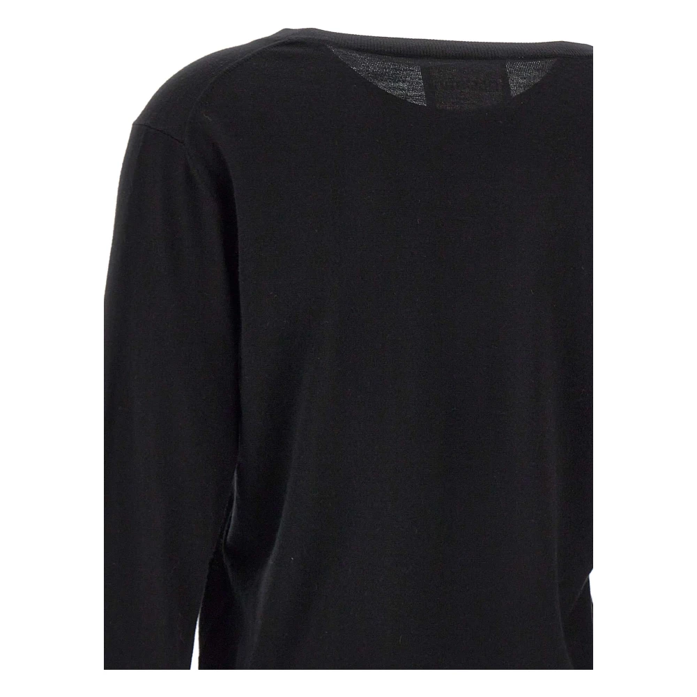 closed Zwarte Wol Zijde V-Hals Trui Black Dames