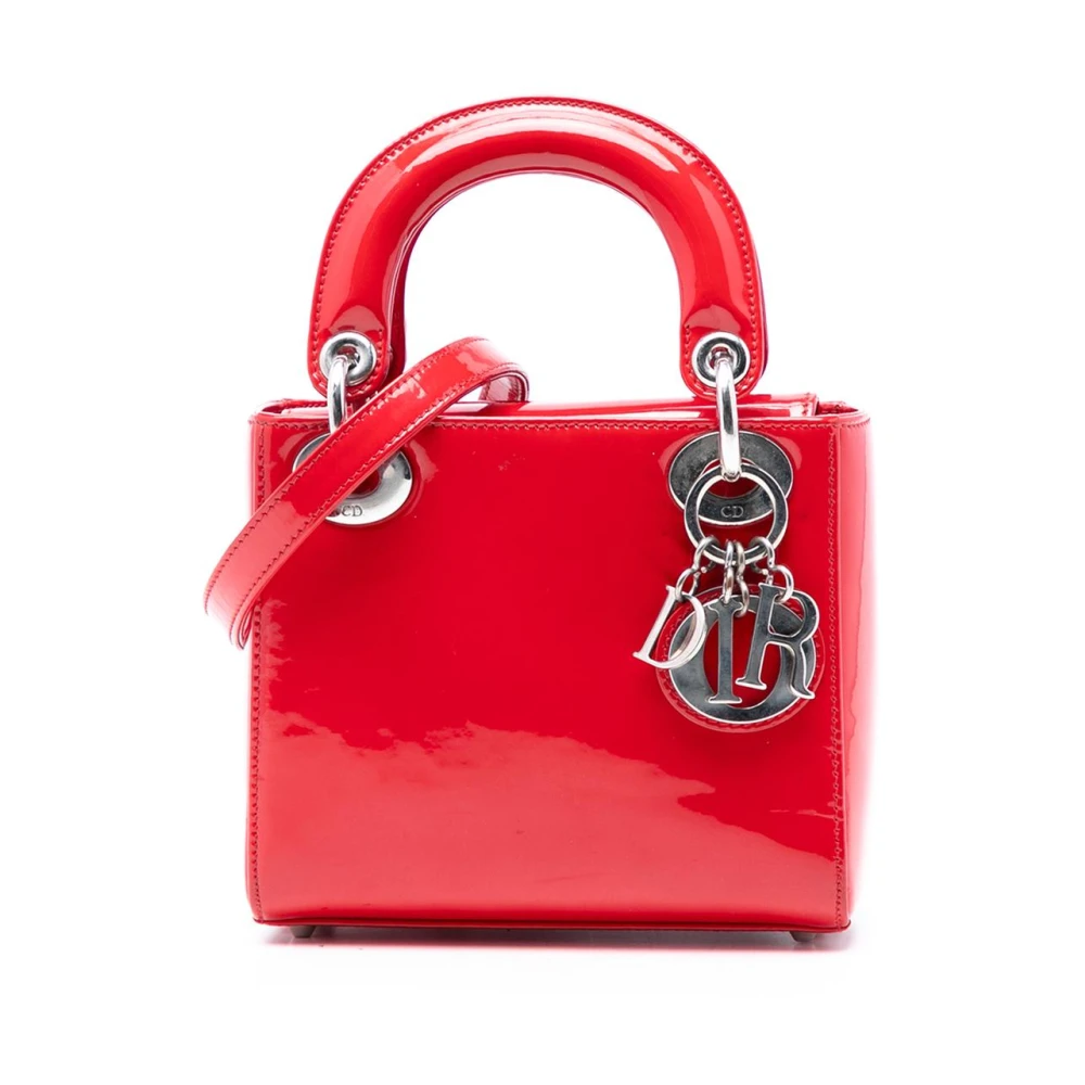 Dior Vintage Women's Red Pre-Owned Vintage Patent Leather Lady Satchel