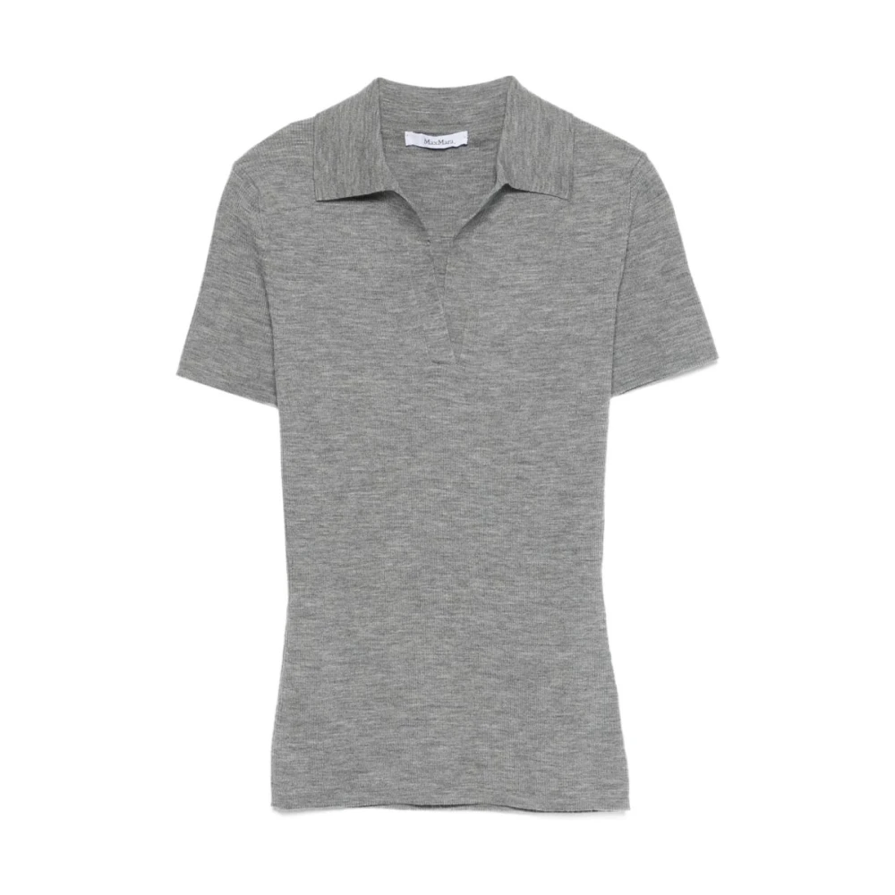 Max Mara Women's Gray Polo Shirts, S, Albero Knit Polo