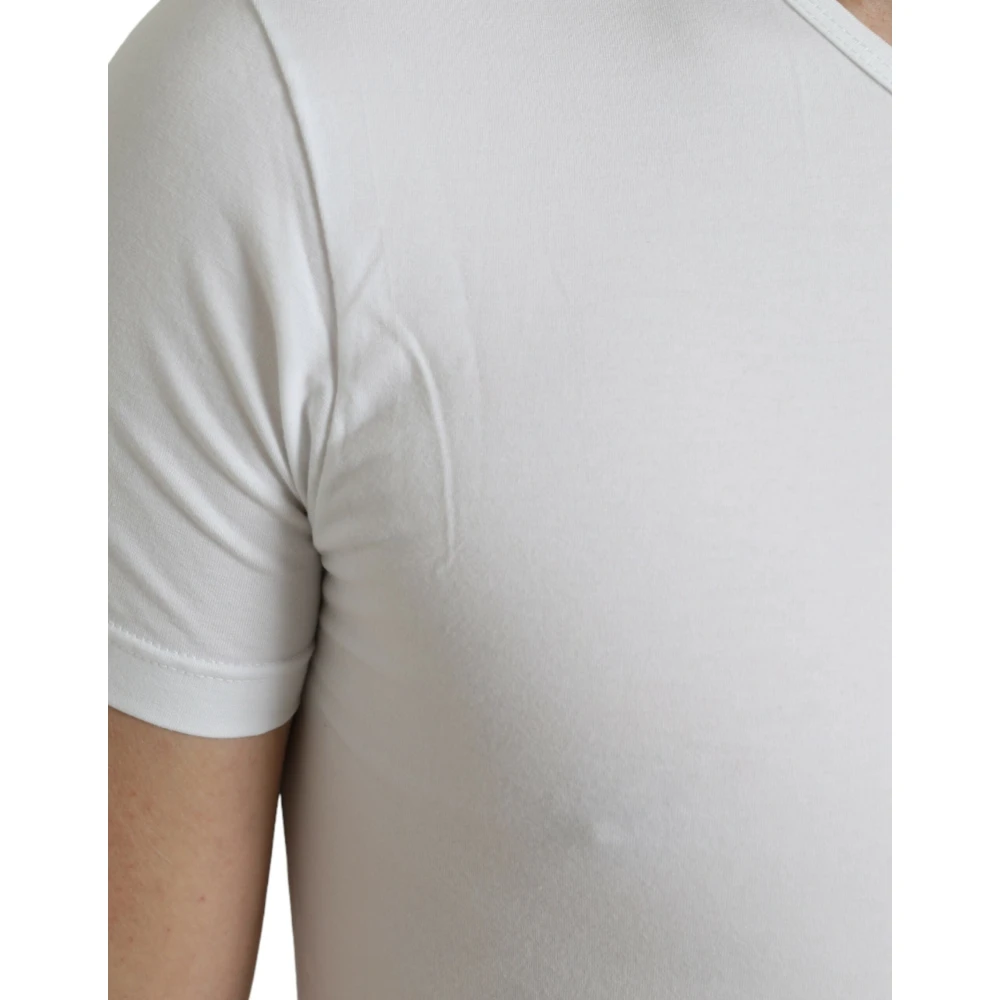 Dolce & Gabbana Wit katoenen T-shirt met ronde hals en ondergoed White Heren