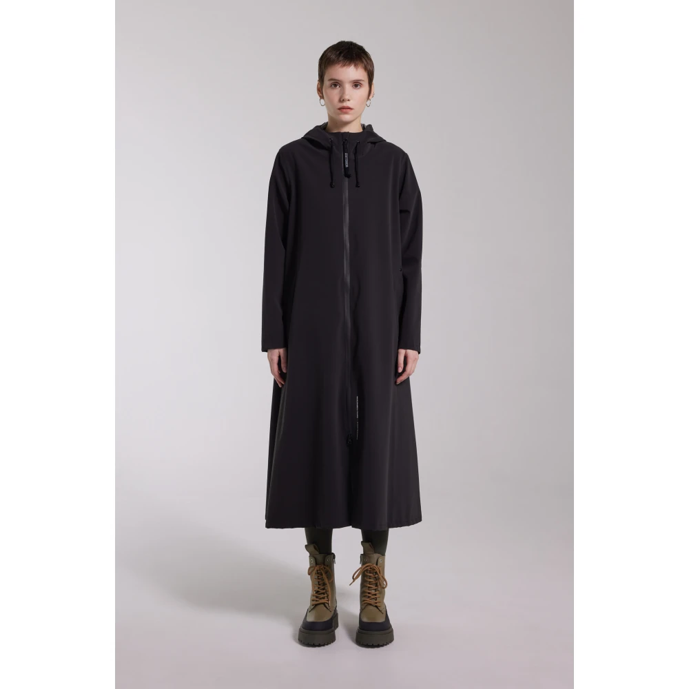 Stutterheim Matte Zip Knielengte Regenjas Black Dames