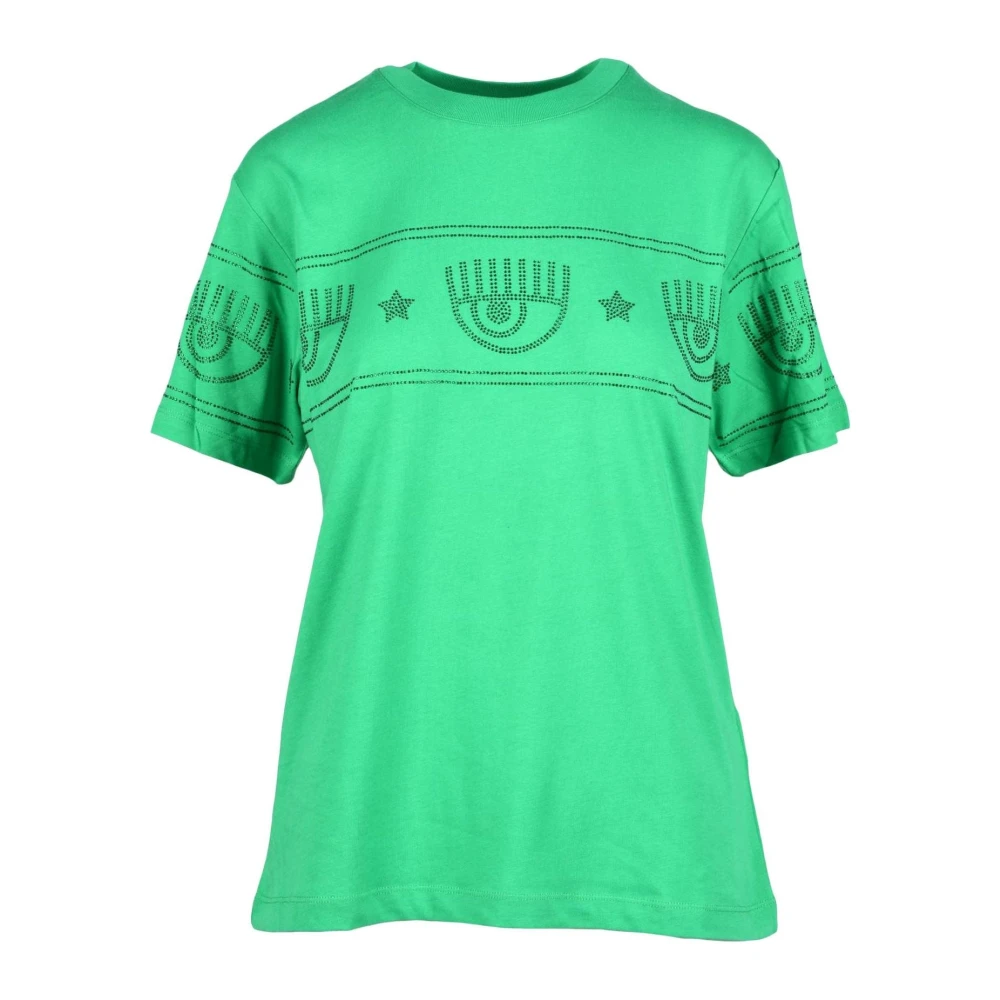 Chiara Ferragni Collection Katoenen T-shirt met modelnaam Green Dames