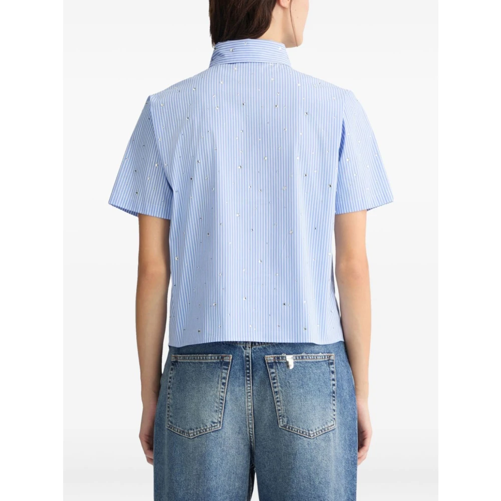 Liu Jo Heldere Blauwe Strass Versierde Shirt Blue Dames