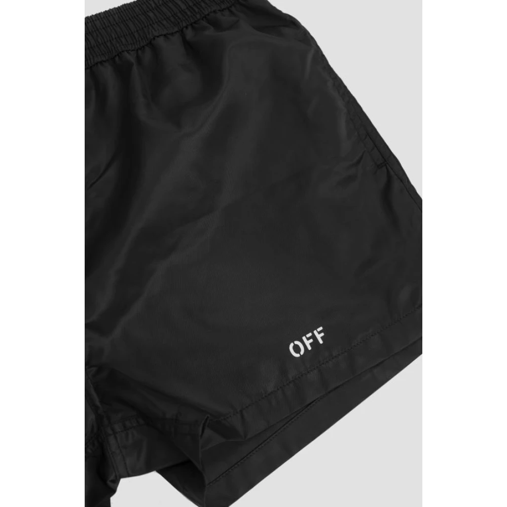 Off White Zwarte zwemshort met wit logo Black Heren