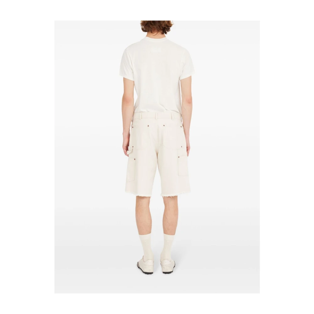 Maison Margiela Witte Denim Shorts met Ruwe Zoom White Heren