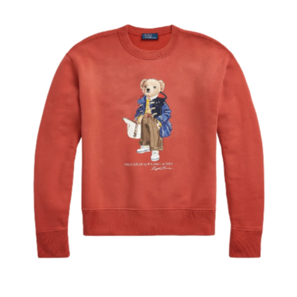 Ralph Lauren Långärmad Teddy Bear Sweatshirt - Storlek: L, Färg: Faded Red Red, Dam