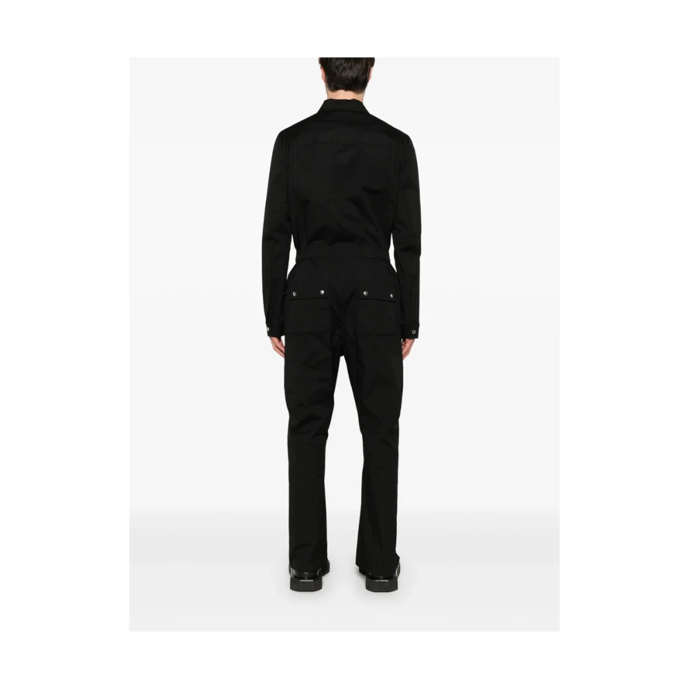 Rick Owens Zwarte Jumpsuit met ritssluiting en zakken Black Heren