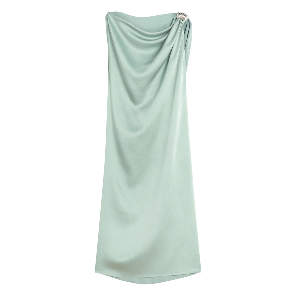 Lanvin Gedrapeerde Jurk met Arpège Ring Detail Green Dames