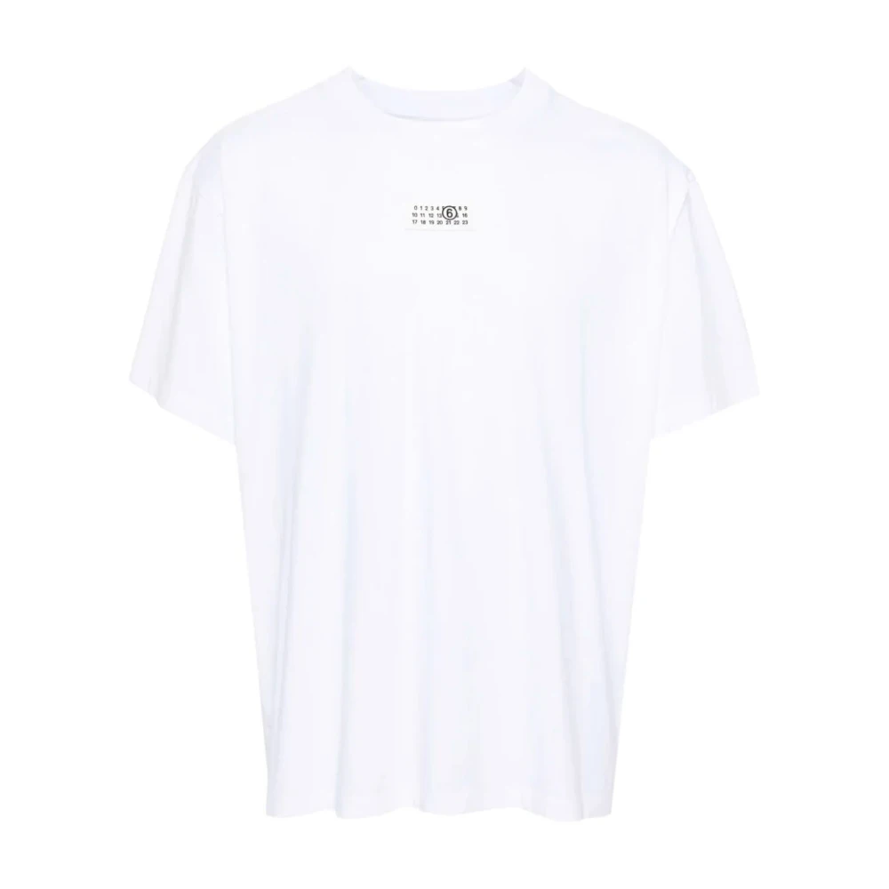 MM6 Maison Margiela Wit T-shirt met numeriek logo White Heren
