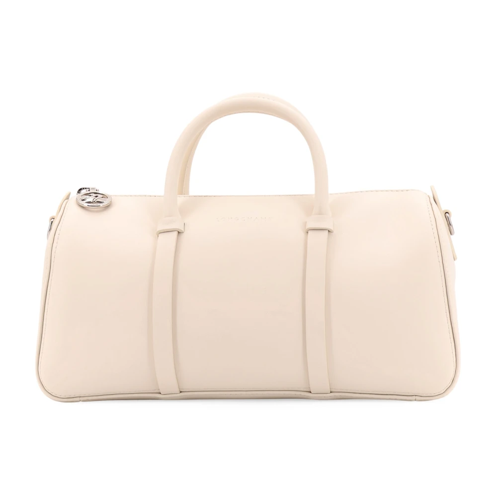 Longchamp Gegraveerde Logo Leren Handtas Beige Dames