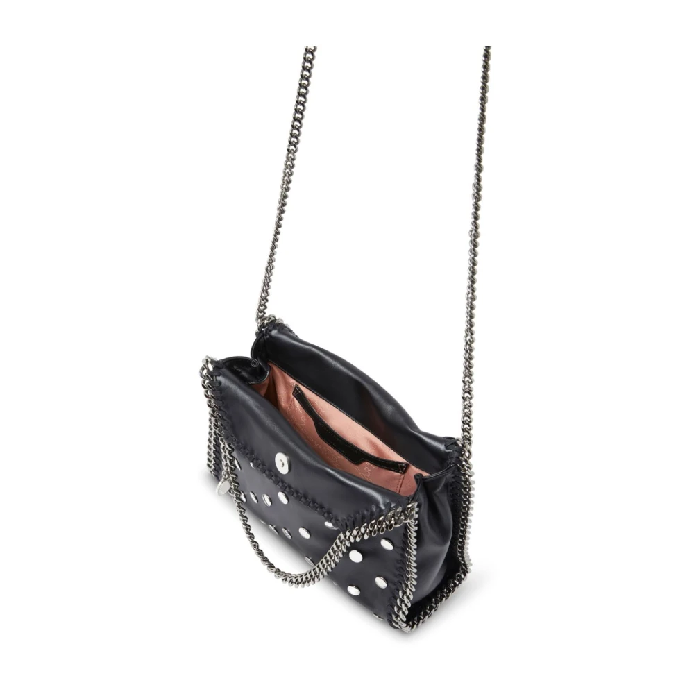 Stella Mccartney Zwarte Stud Ontwerp Ketting-Link Tas Black Dames