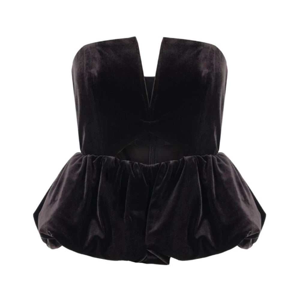 Self Portrait Zwart Velvet Bandeau Top Black Dames