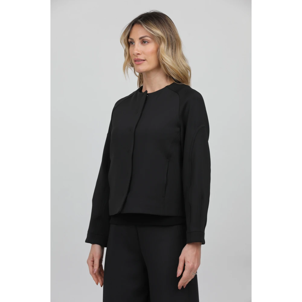 Max Mara Zachte Neopreen Boxy Jas Black Dames