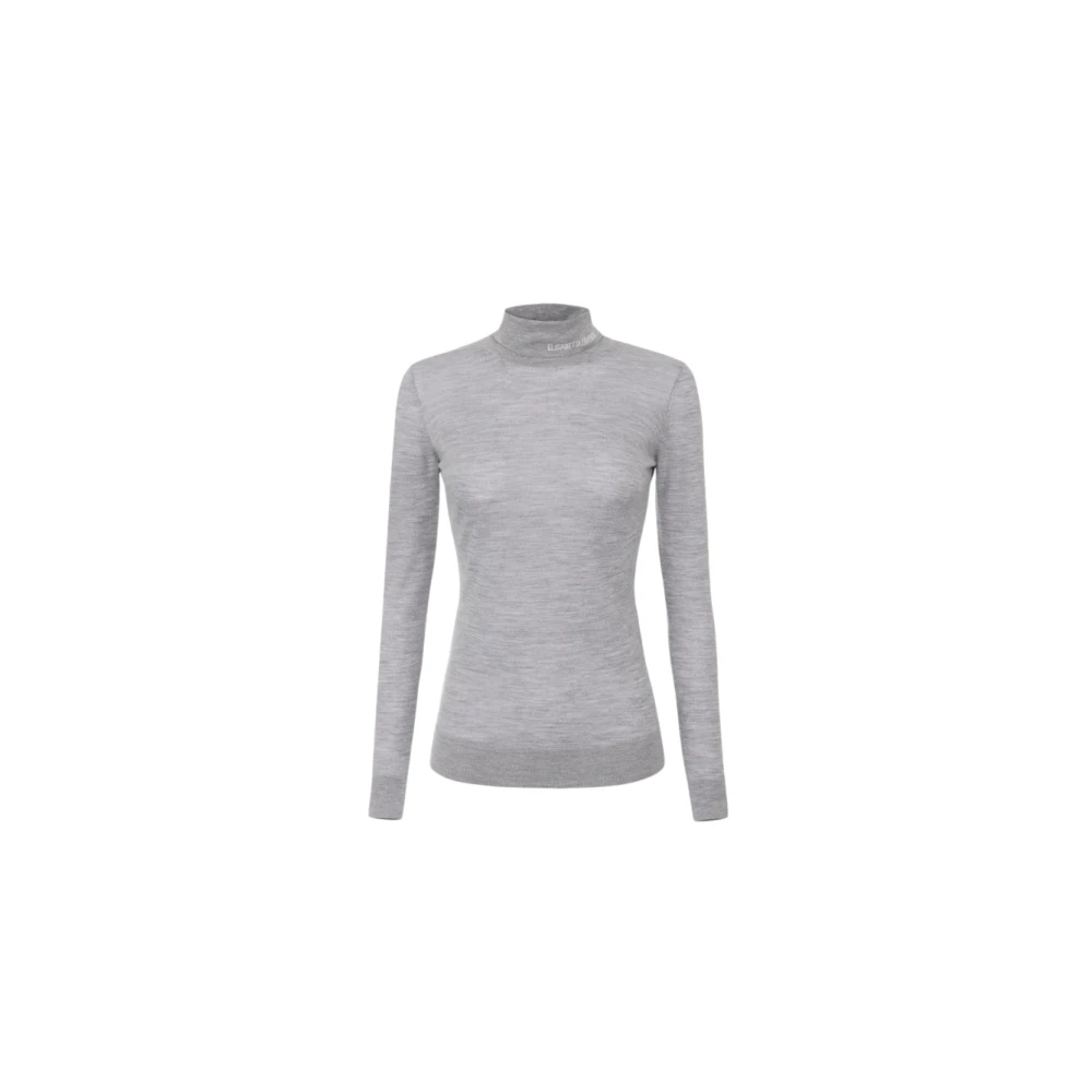 Elisabetta Franchi Stijlvolle Gebreide Top Gray Dames