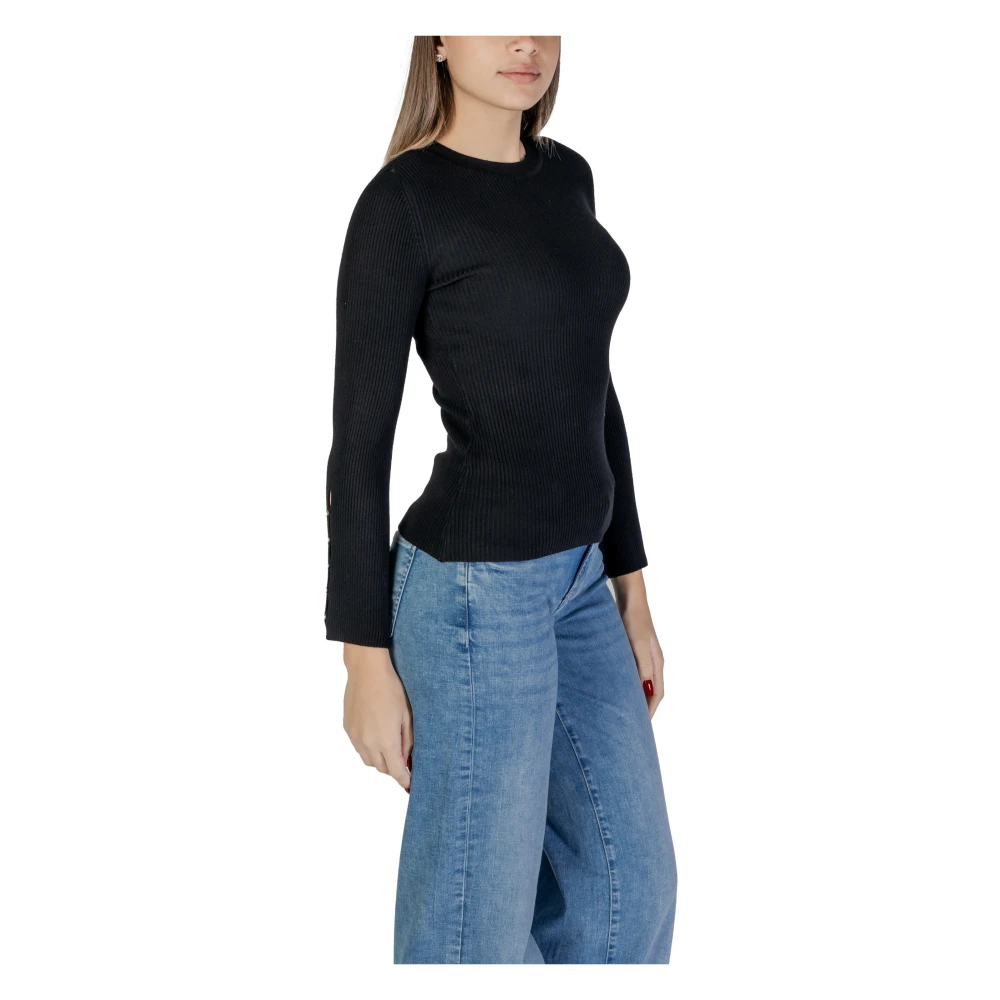 Only Zwarte Gebreide Ronde Hals Trui Black Dames