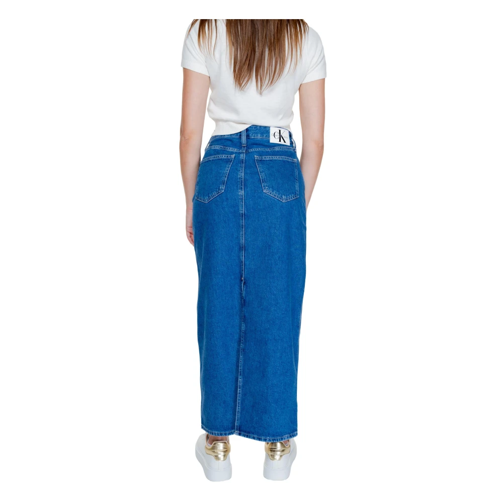 Calvin Klein Jeans Lange Rok Herfst Winter Collectie Blue Dames