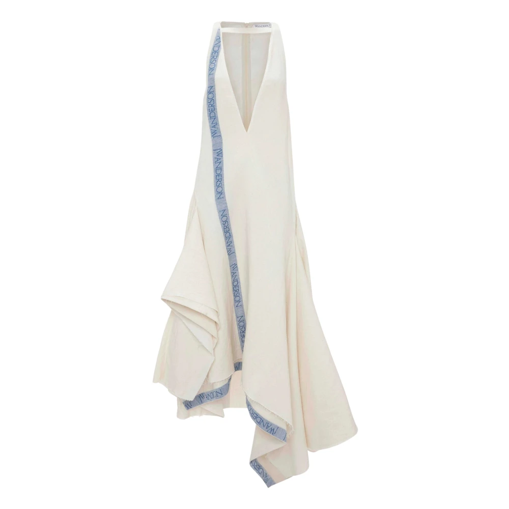 JW Anderson Flared V-Neck Panelled Dress Beige Dames