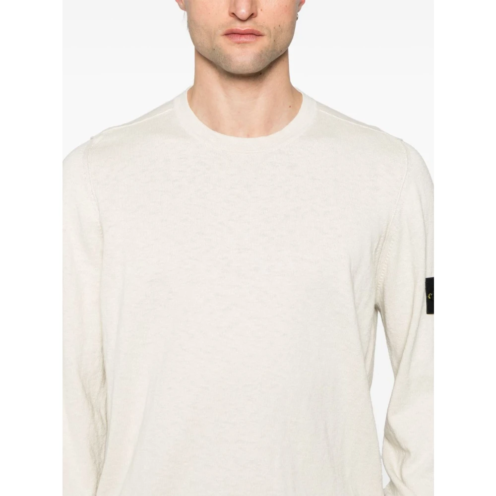 Stone Island Beige Crew Neck Gebreide Trui Sweater Beige Heren