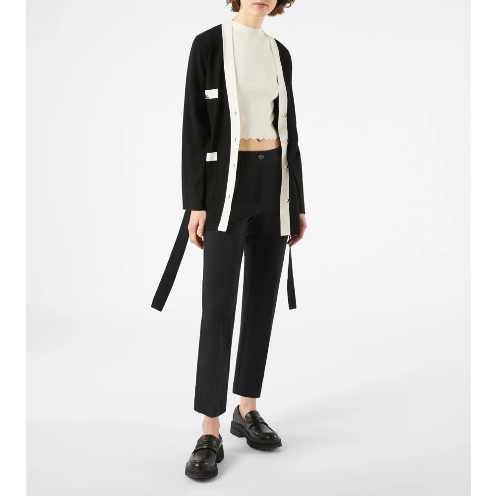 Pennyblack Contrastboord Cardigan Rovigo Stijl Black Dames