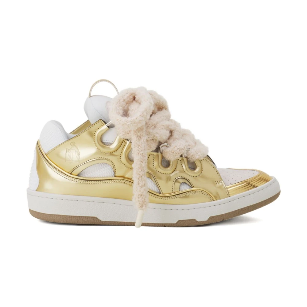 Lanvin Curb Metallic Leather Sneakers Dames Schoenen Geel