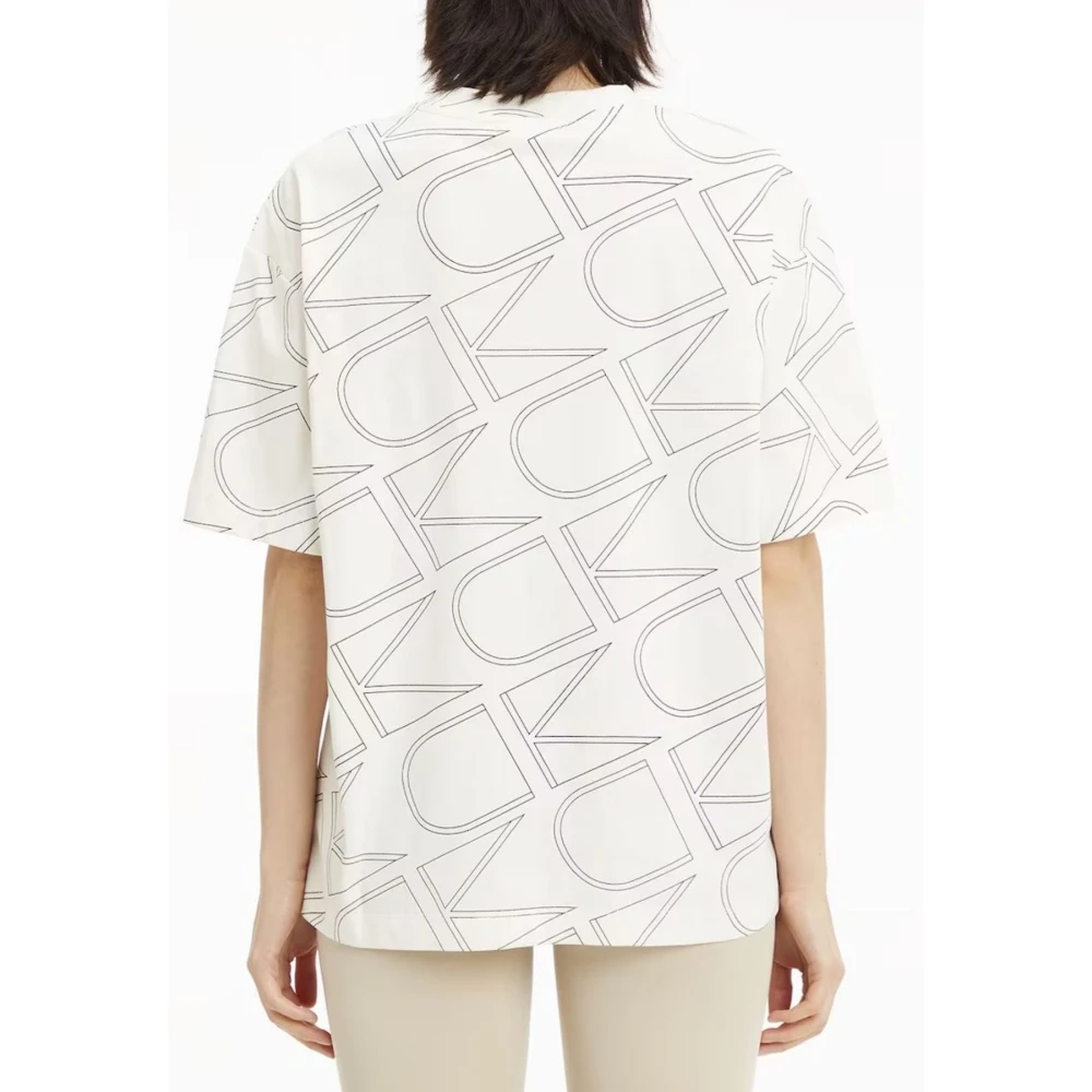 Calvin Klein Monogram All Over T-Shirt Vrouwen White Dames