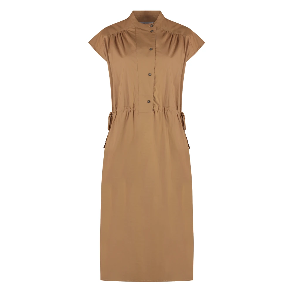 Yves Salomon Poplin Overhemdjurk met Zijsplitten Brown Dames