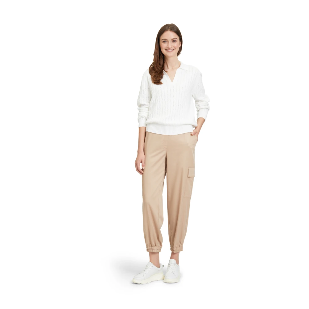 Betty & Co High Waist Casual Broek met Zakken Beige Dames