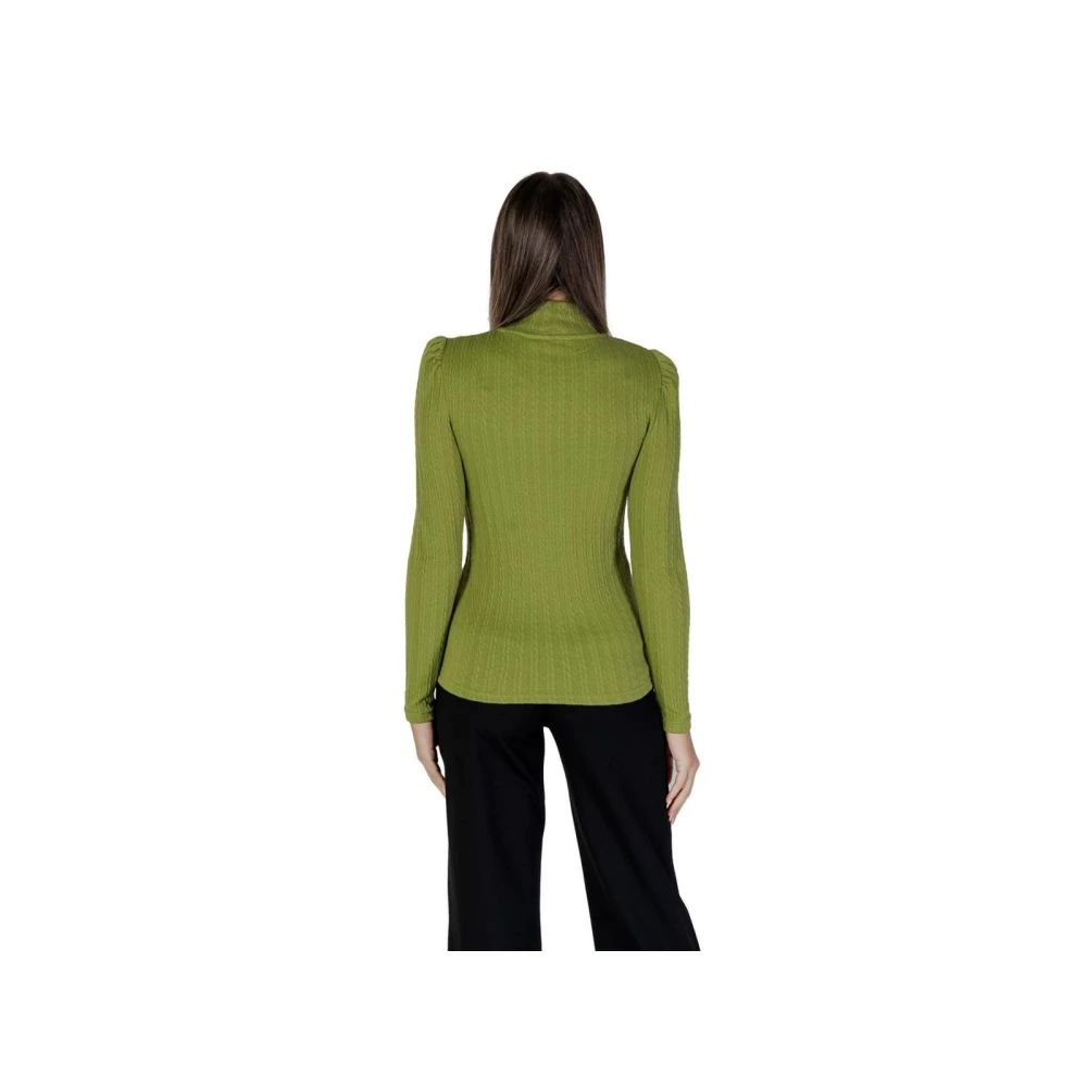 b.Young Groene Geribbelde Gebreide Sweater Top Green Dames