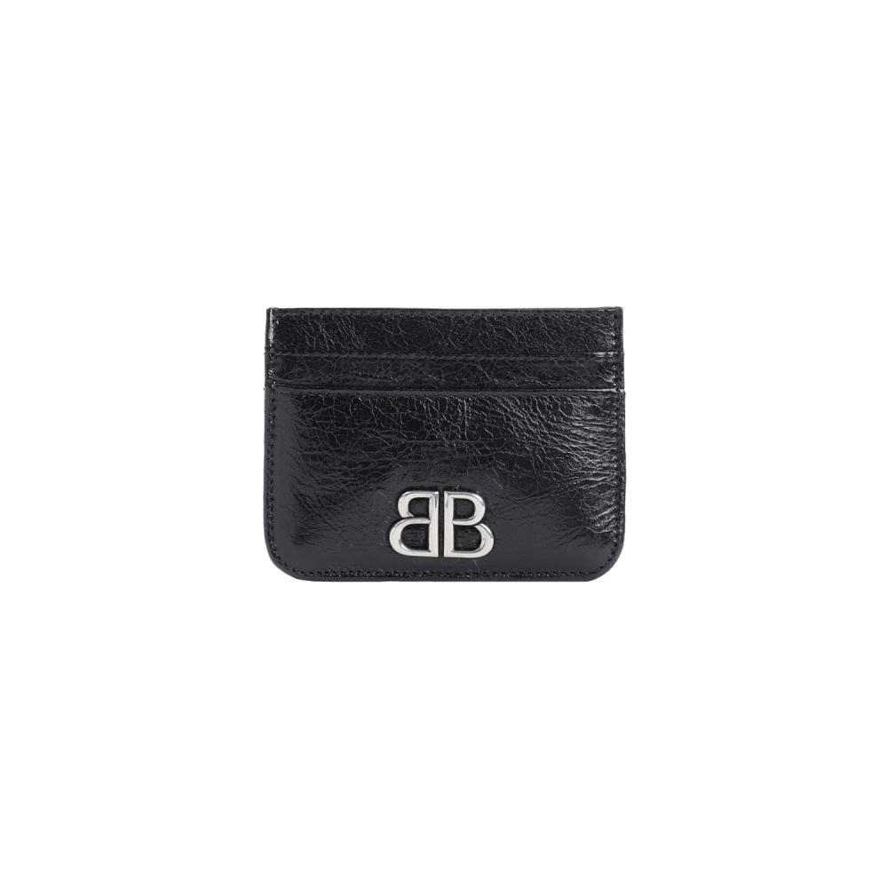 Balenciaga Svart Läder Kreditkortsfodral Black, Dam