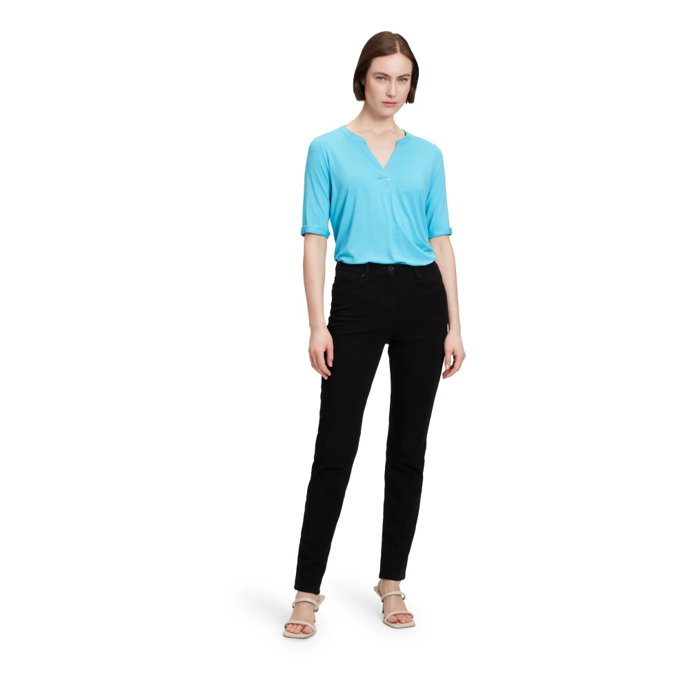 Betty Barclay Feminine V-hals Blouse Shirt Blue Dames