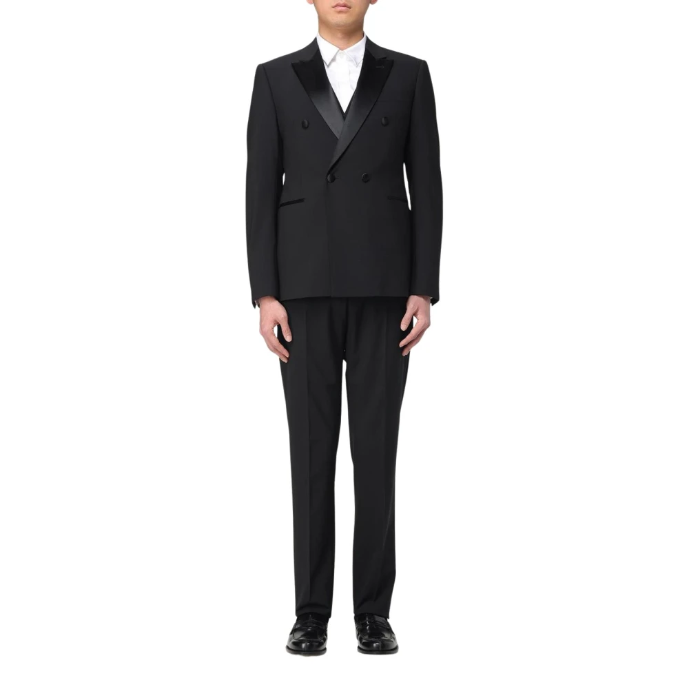 Emporio Armani Svart Stilren Double-Breasted Formell Kostym