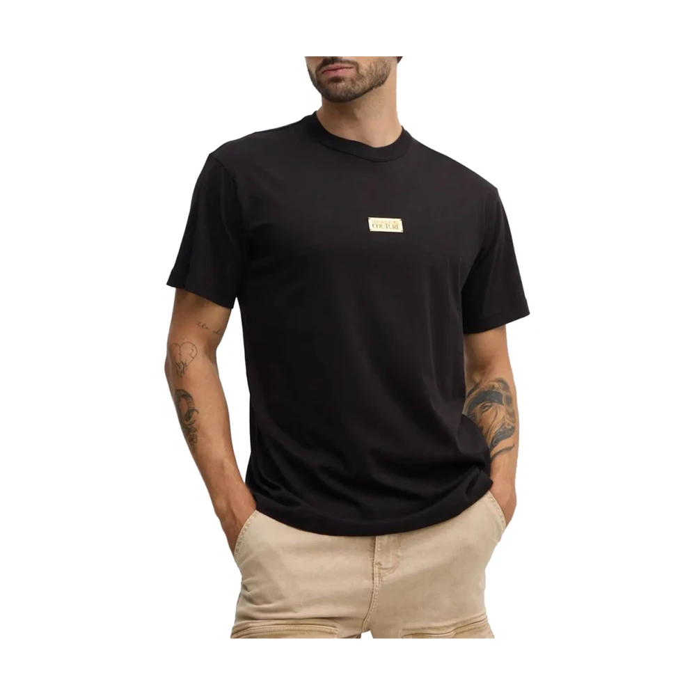 Versace Jeans Couture Zwarte T-shirt met Voorlogo Print Black Heren