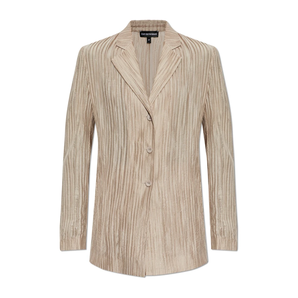 Emporio Armani Mujer Beige - Chaqueta Cruzada En Crepon Plisado Brillante - Jackets - 2XS
