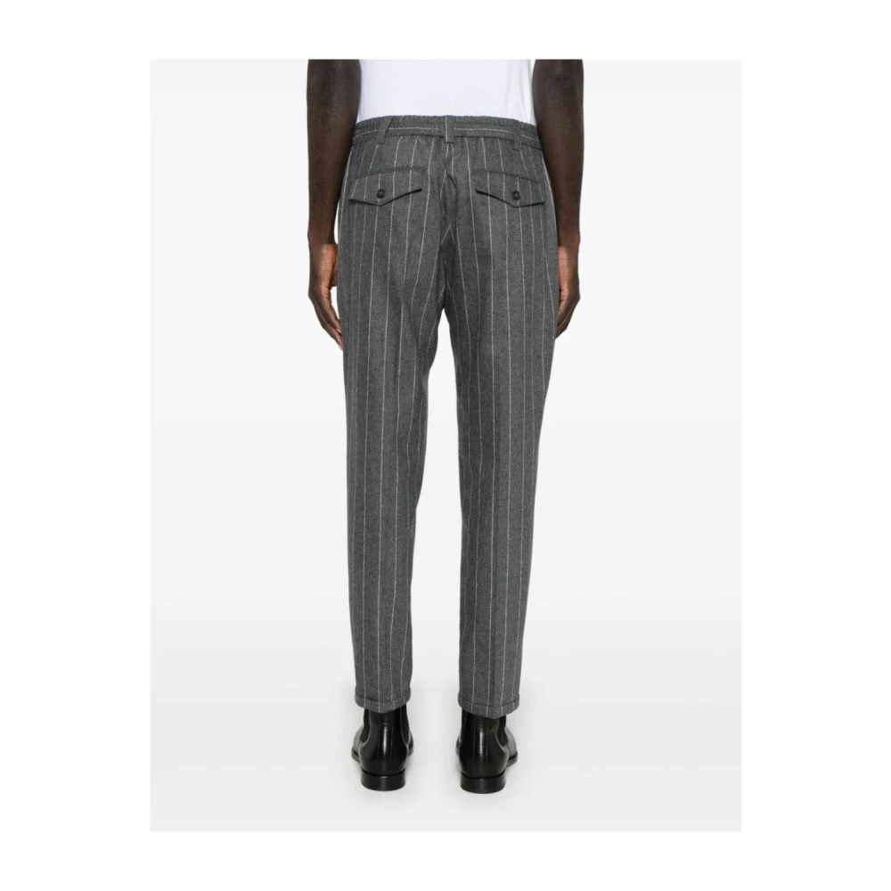 PT Torino Grijze Wollen Pinstripe Broek Gray Heren
