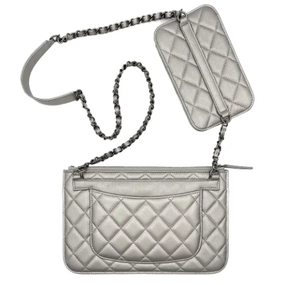 Chanel Vintage Pre-owned Leather chanel-bags Gray Dames