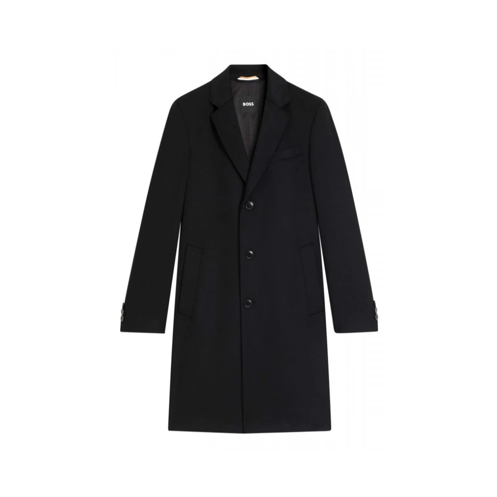 Boss Men's Hbb Hyde Black Long Sleeve Lapel Overcoat - Black 001 - Large - Image 3