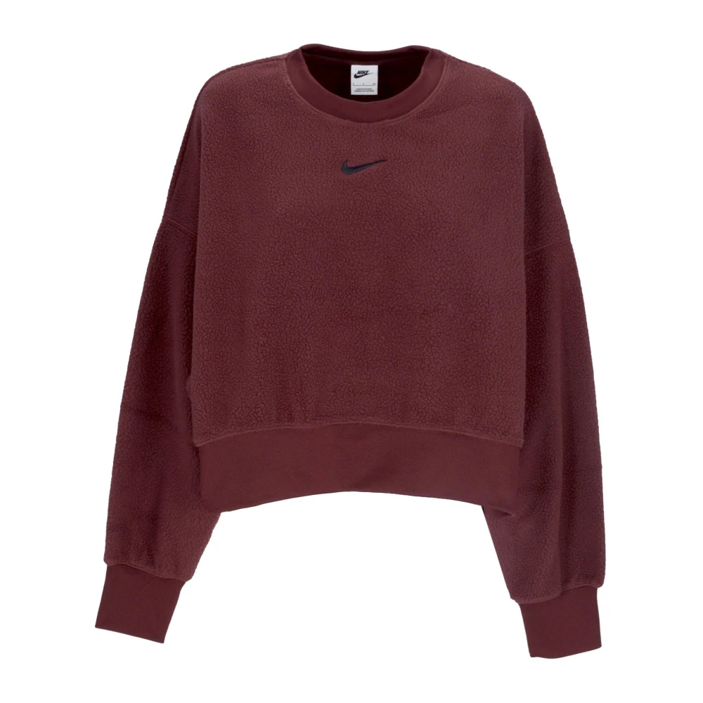 Nike Red Long Sleeve Training Tops, Female, M, Plush Mod Crop Crewneck Sweatshirt