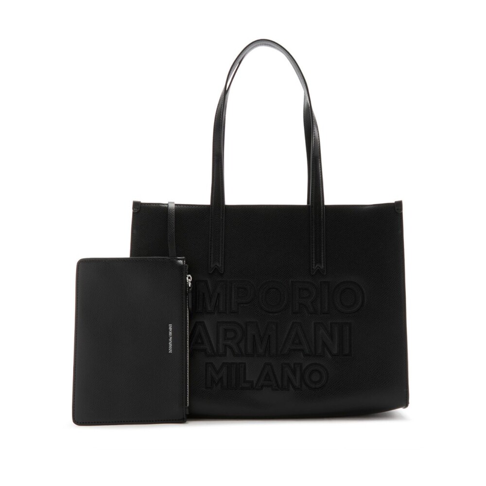 Bolso de hombro negro con logotipo tonal Emporio Armani Hombre Miinto