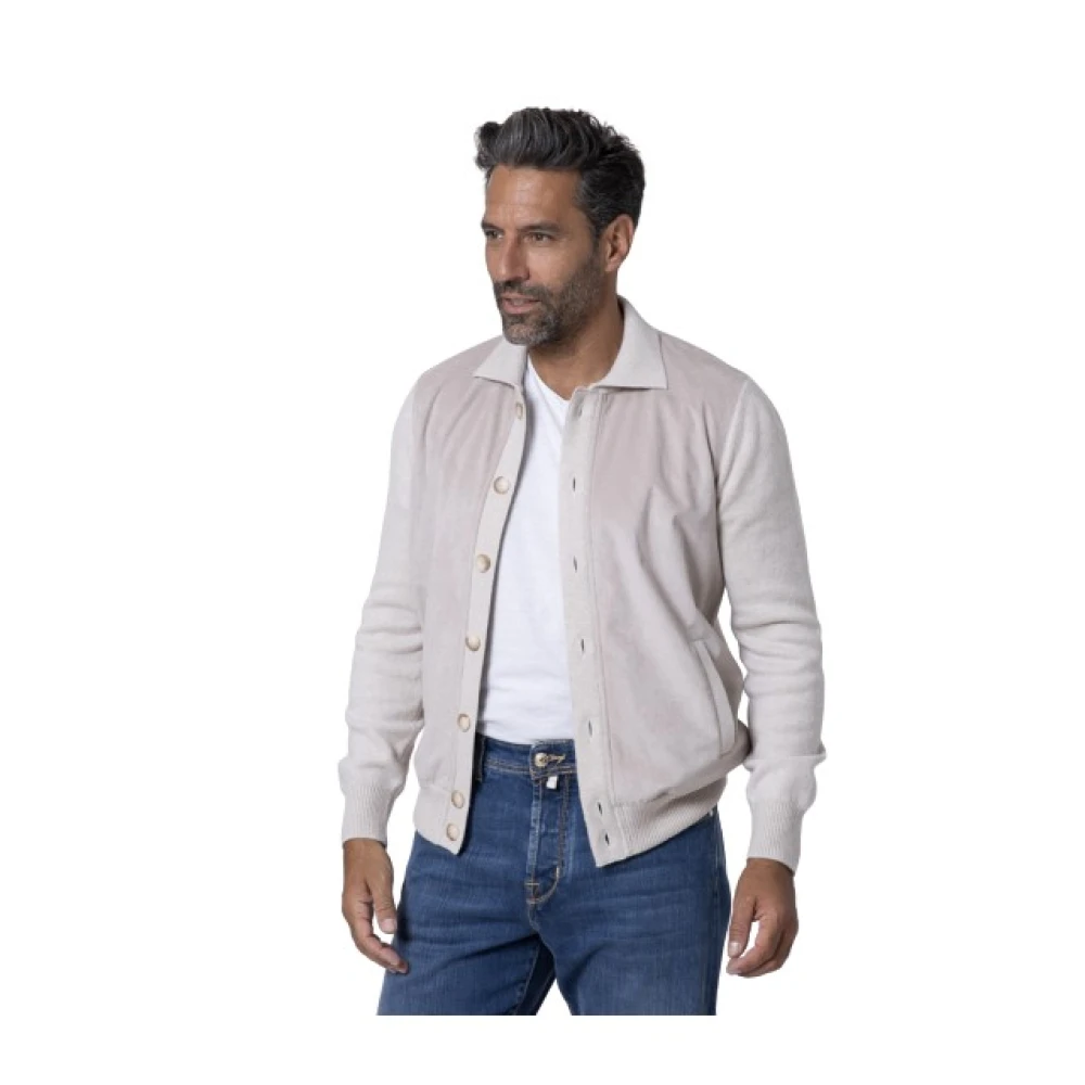 Gran Sasso Beige Bi-materiaal Overhemd Jas Gray Heren