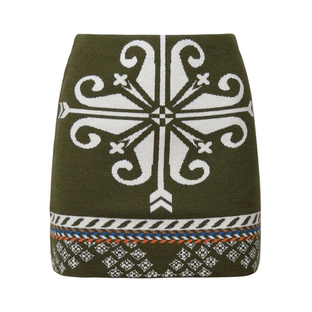 Akep Geometrische Print Mini Rok in Katoen Green Dames