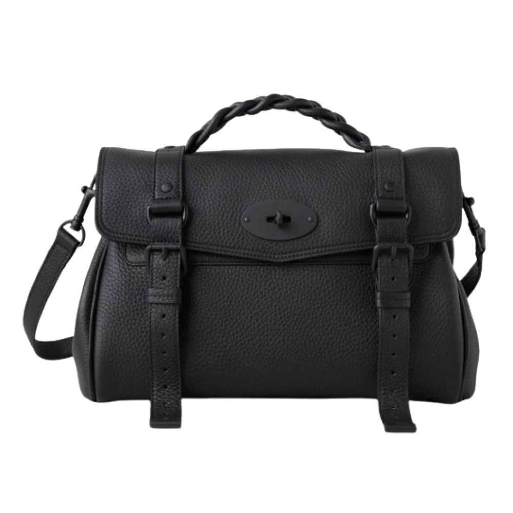 Mulberry Gehamerd Leren Schoudertas met Gouden Detail Black Dames