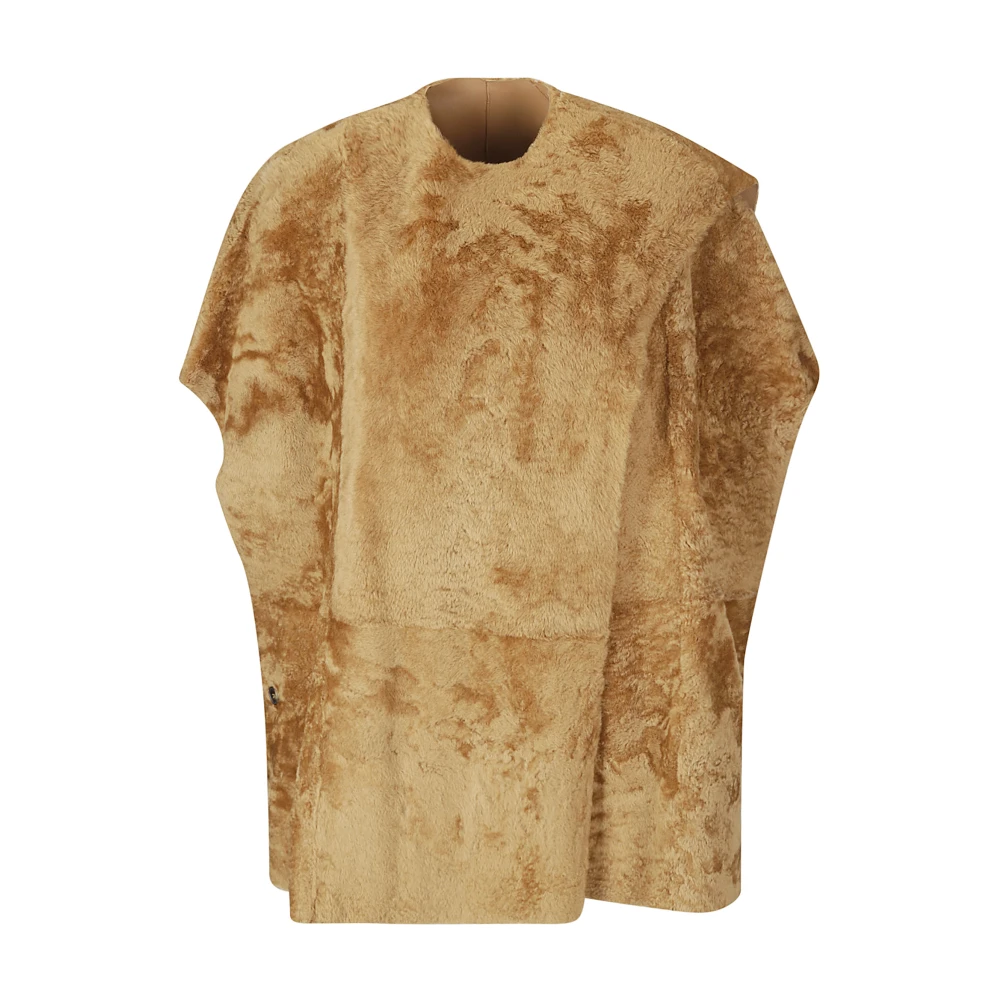 1972 Desa Omkeerbare kraagloze cape met zijknopen Beige Dames