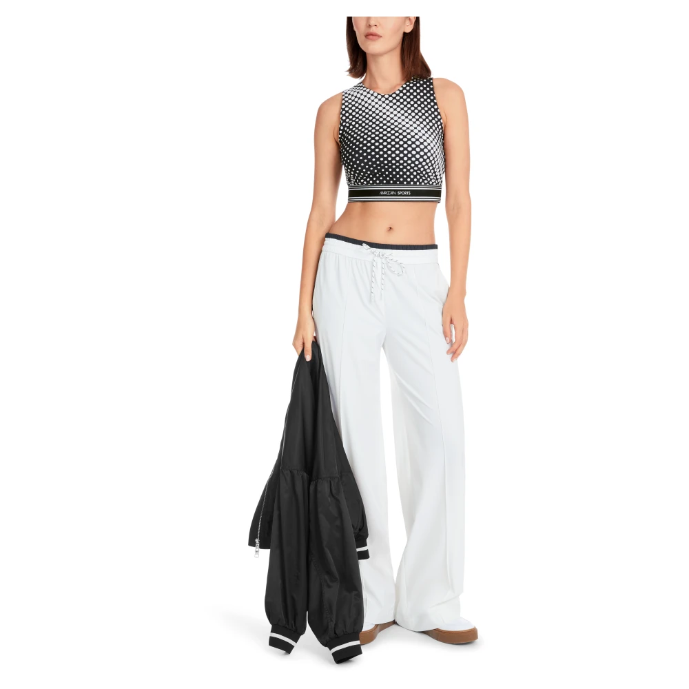 Marc Cain Grafische sportieve top met superstretch Black Dames