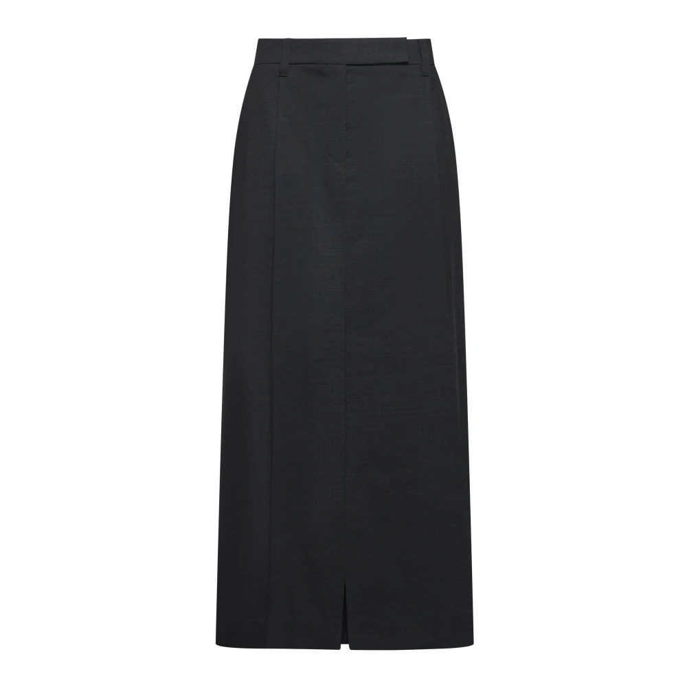 BRUNELLO CUCINELLI Grijze Wollen Pencil Midi Rok Gray Dames