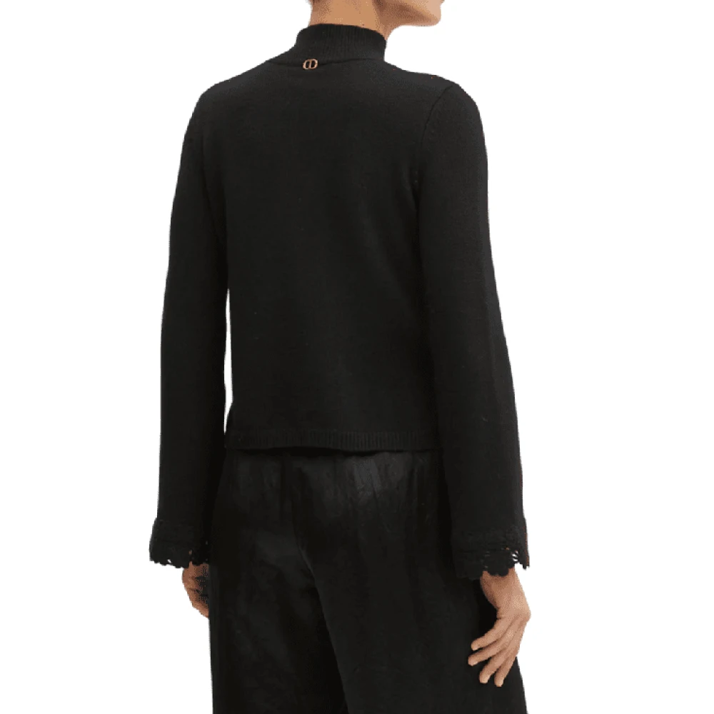 Twinset Zwarte Trui met Zachte Lijn Black Dames