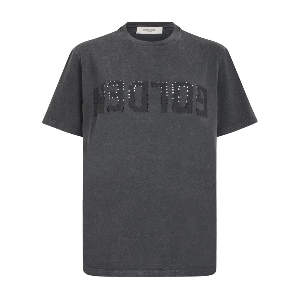 Golden Goose Women's Anthracite Logo Writing T-Shirt