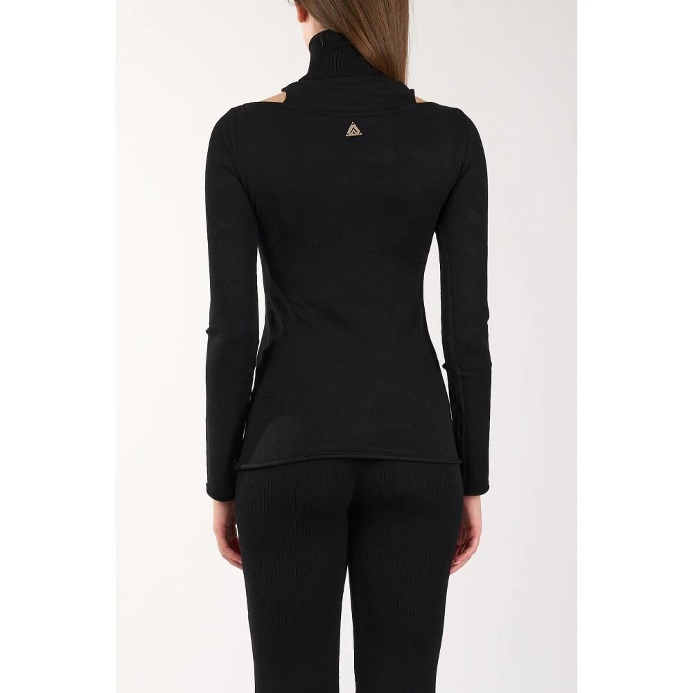 Akep Bootnek Wollen Trui met Logodetail Black Dames