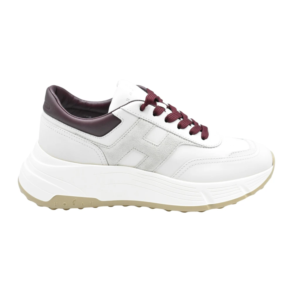 Hogan Stijlvolle Bordo Panna Veterschoenen Dames Schoenen Wit