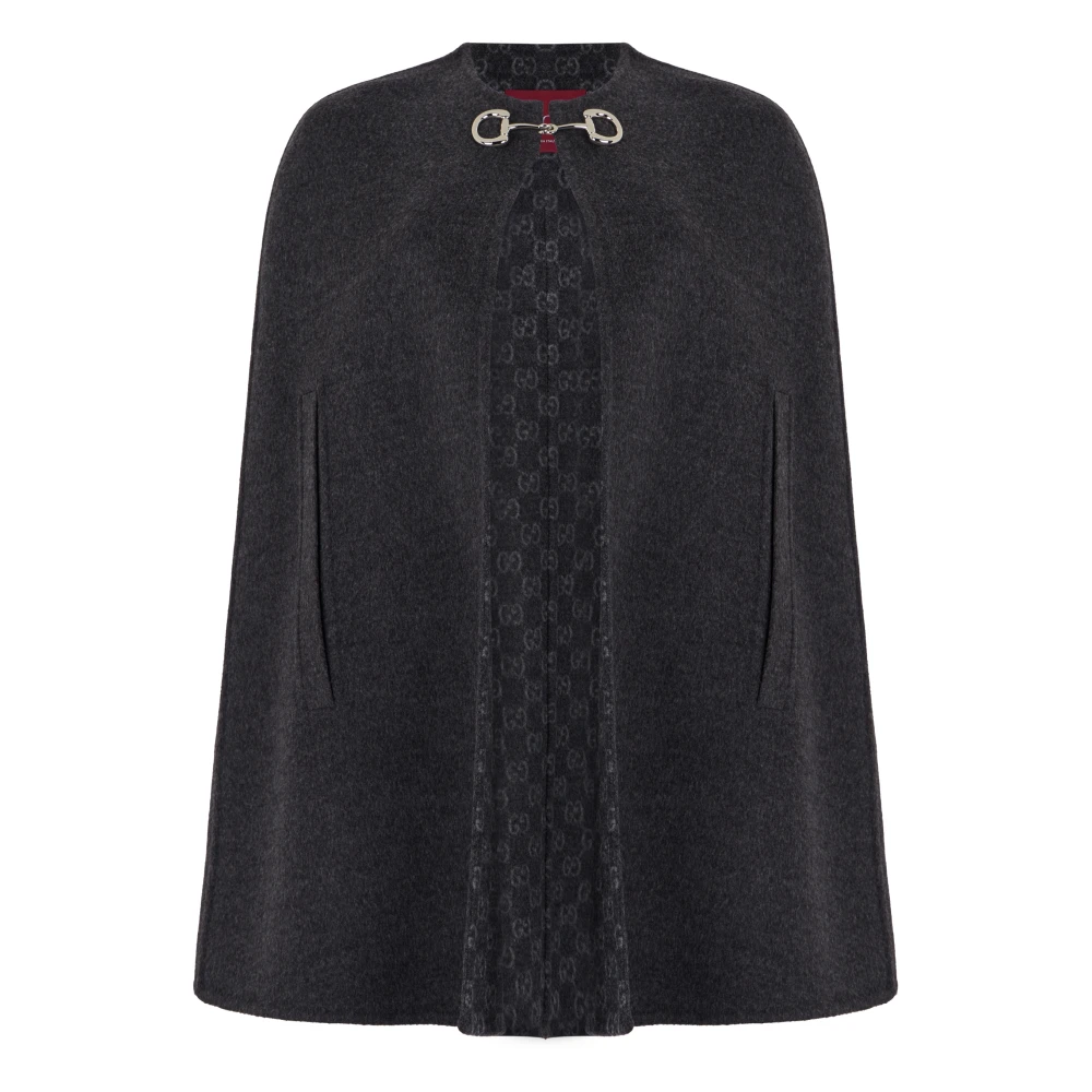Gucci Women's Gray Silk Wool Cape With Horsebit