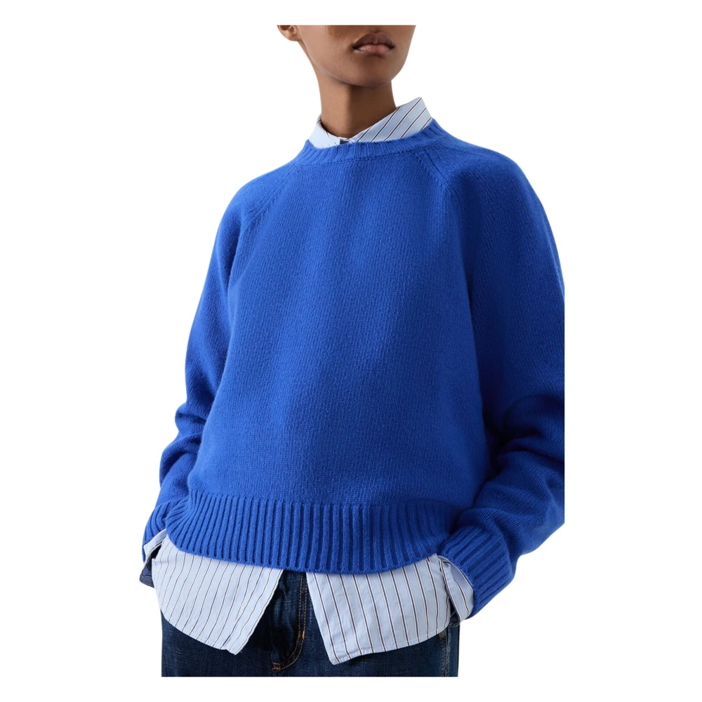 Max Mara Weekend Blauwe Trui met Ribdetails Blue Dames